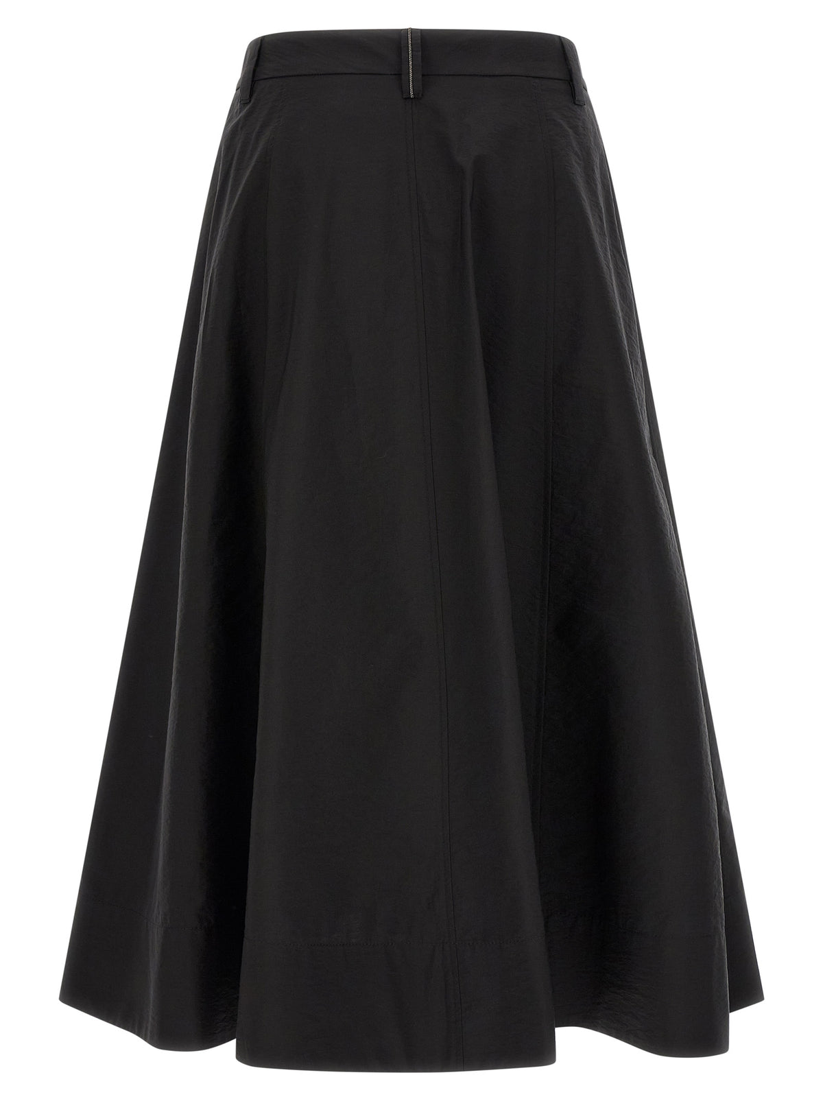Brunello Cucinelli Black Cotton Midi Skirt