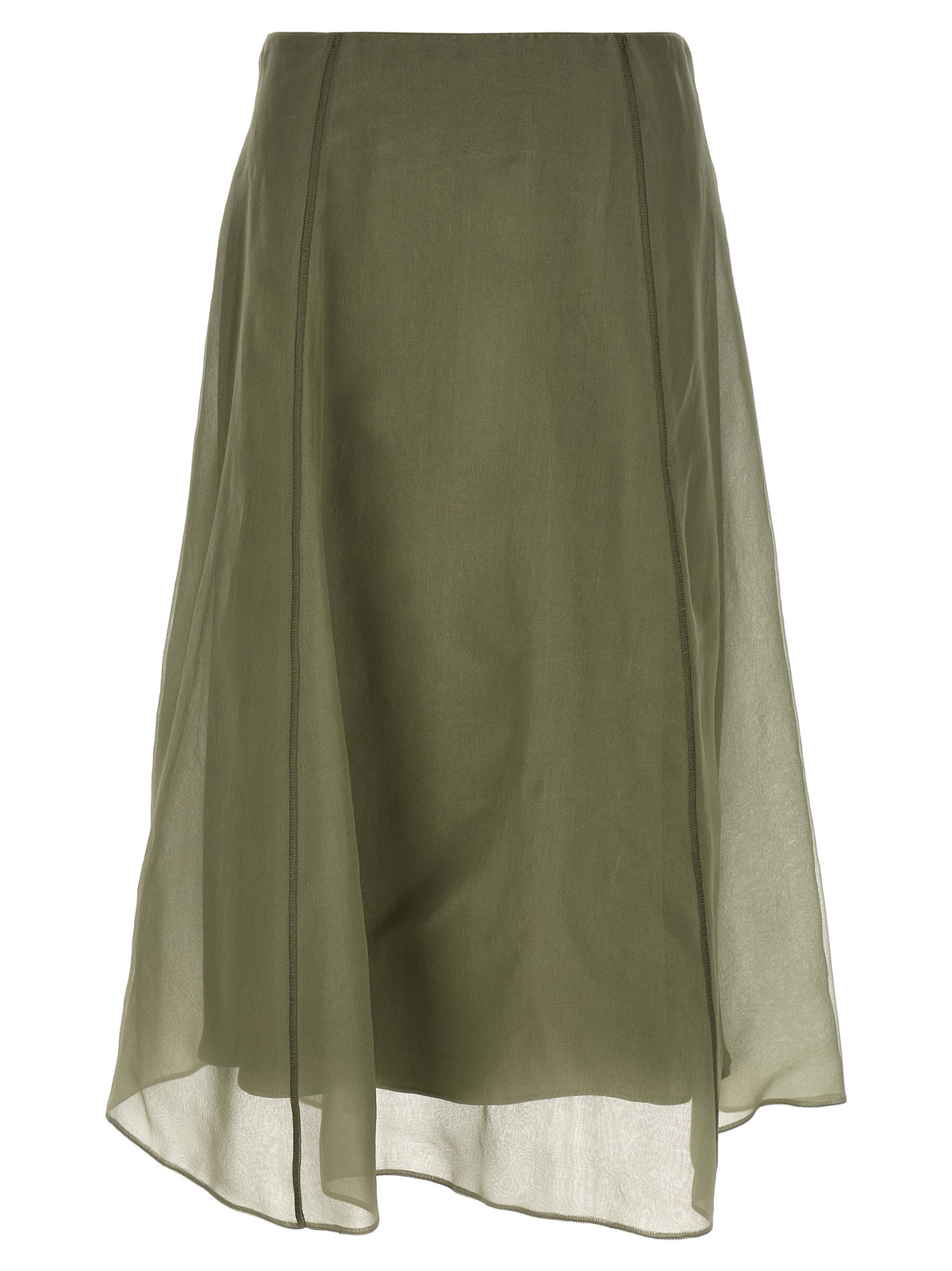Jupe mi-longue bicolore en soie Brunello Cucinelli