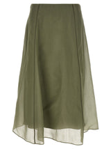 Jupe mi-longue bicolore en soie Brunello Cucinelli