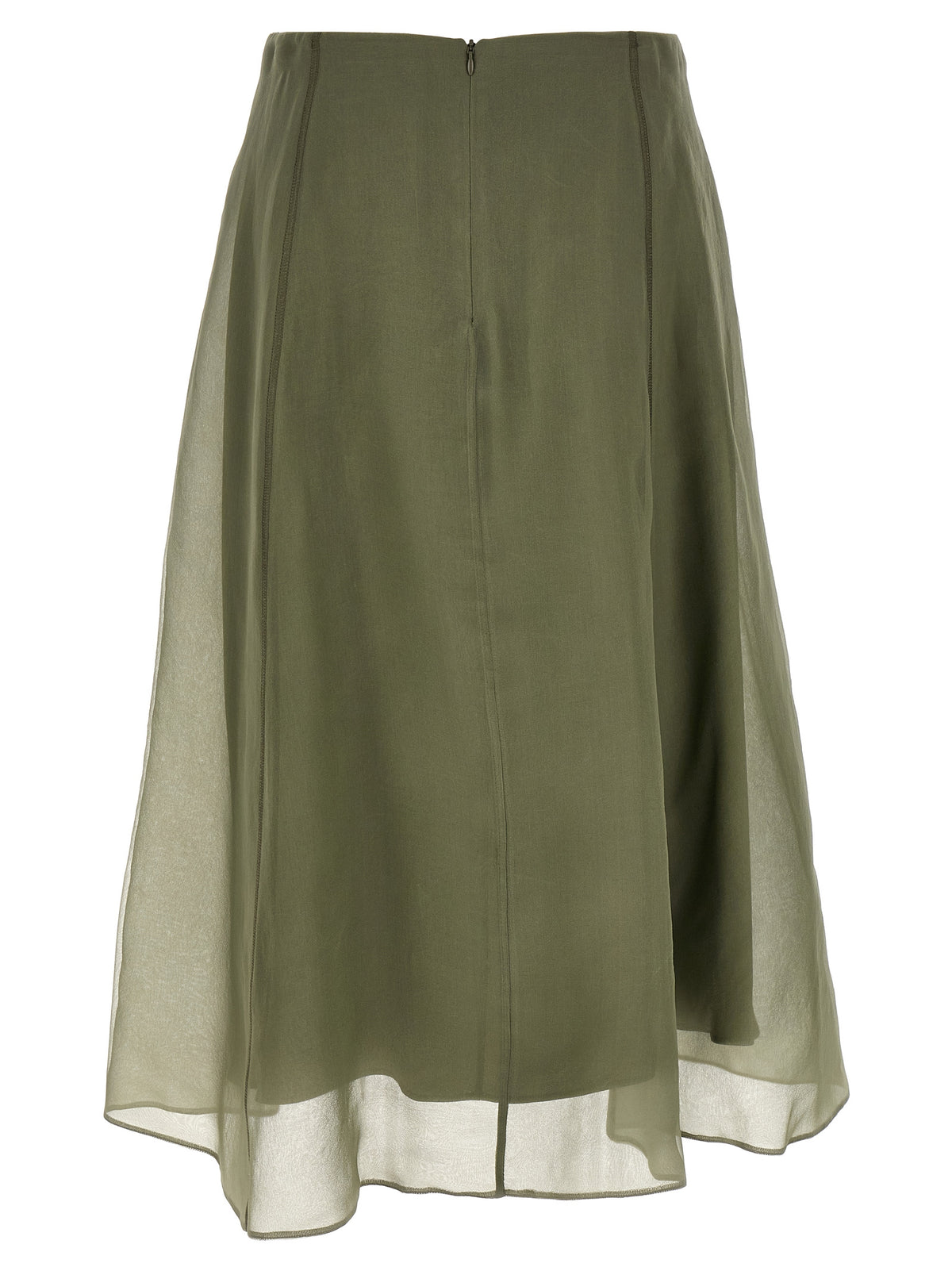 Jupe mi-longue bicolore en soie Brunello Cucinelli