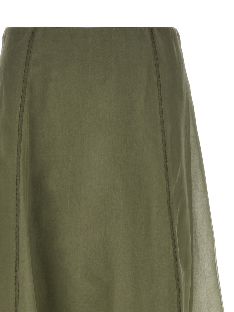 Jupe mi-longue bicolore en soie Brunello Cucinelli