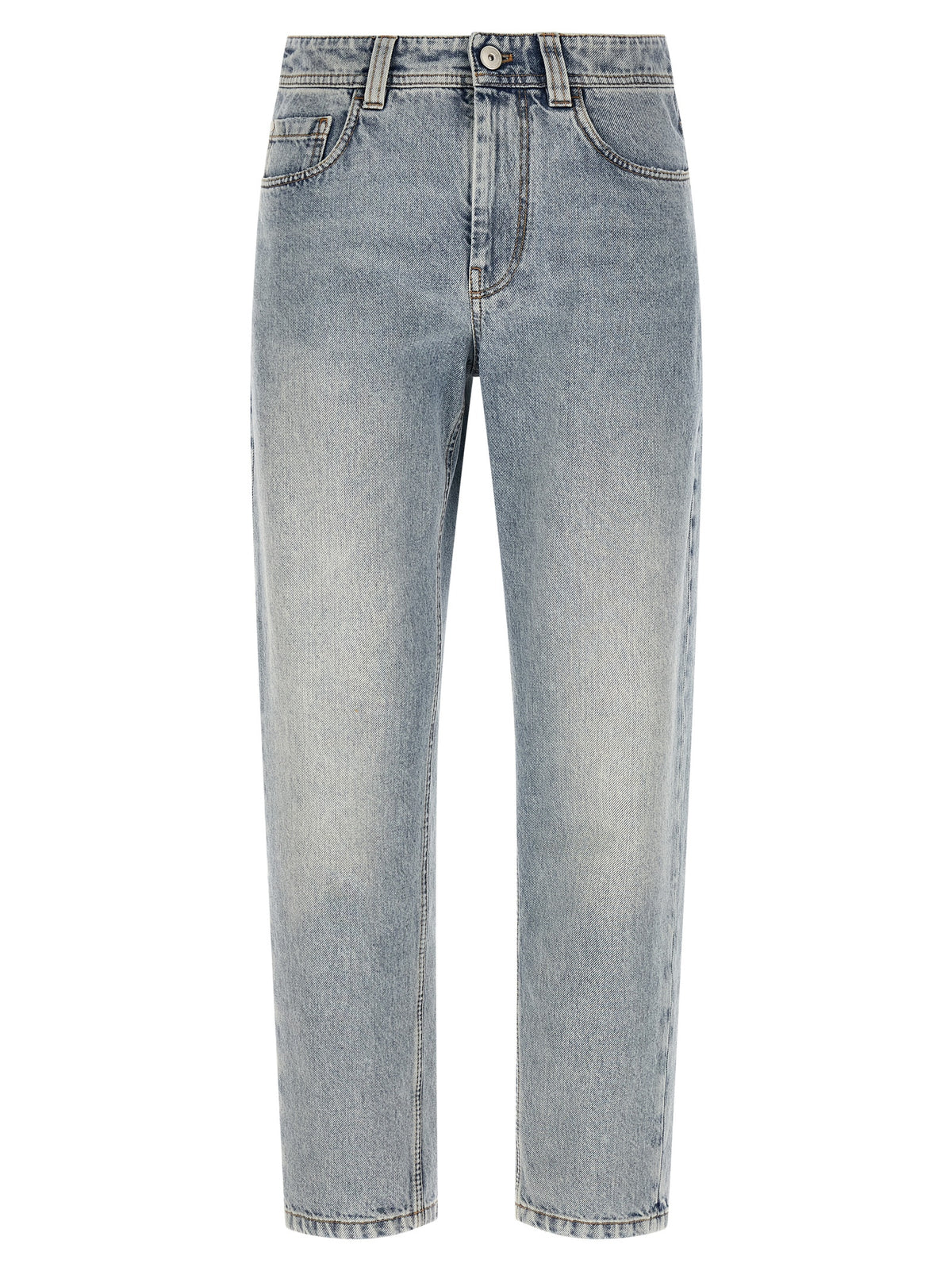 Brunello Cucinelli Jean fuselé en coton bleu