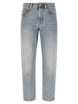 Brunello Cucinelli Jean fuselé en coton bleu