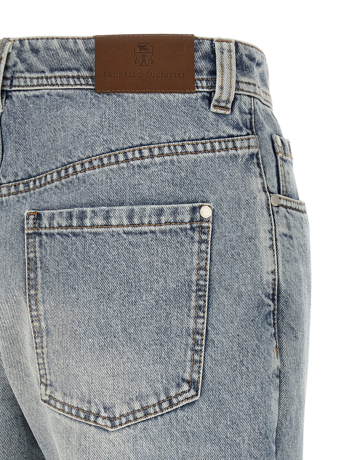 Brunello Cucinelli Jean fuselé en coton bleu