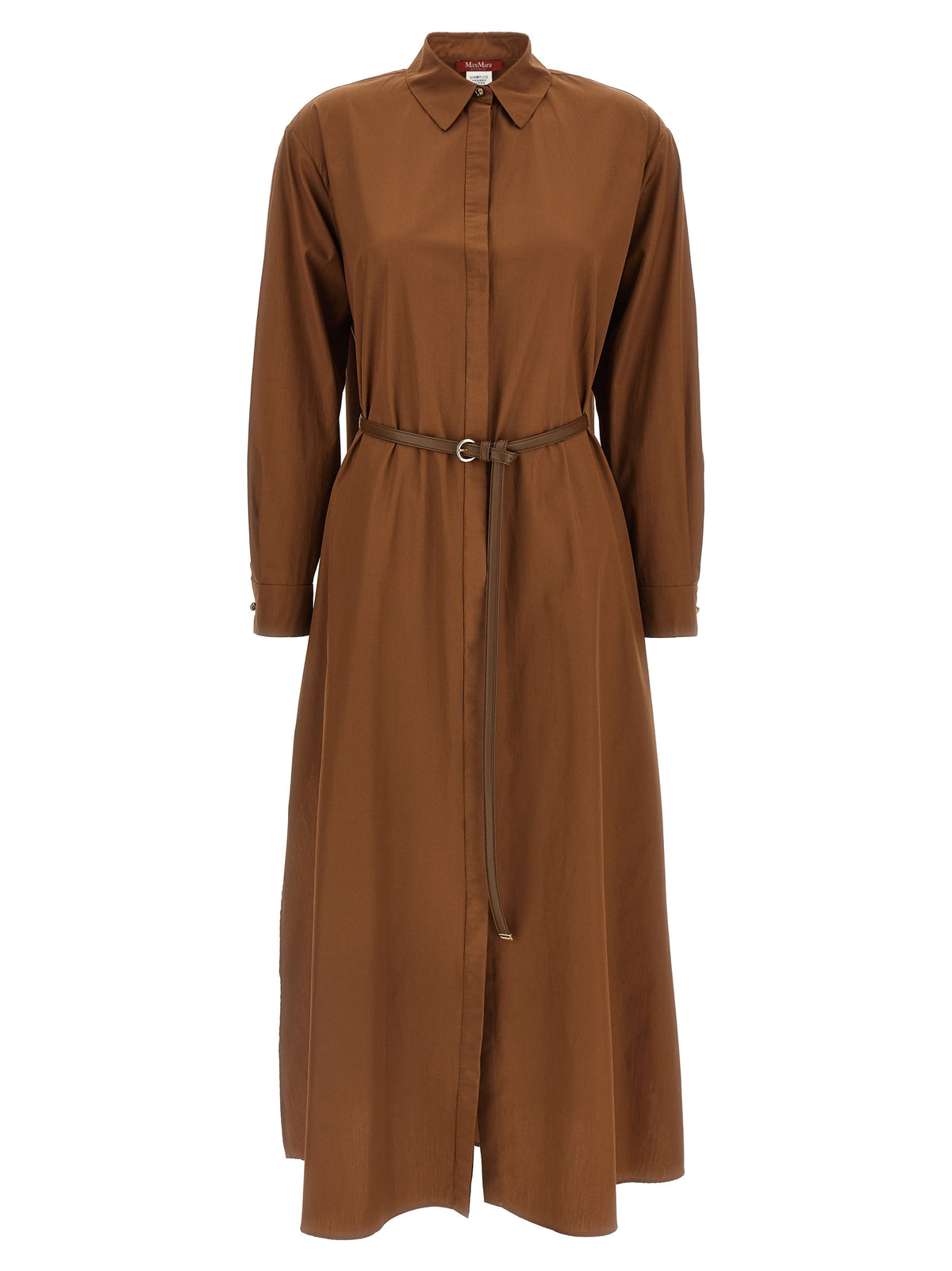 Max Mara MstLecito Brown Cotton Long Dress