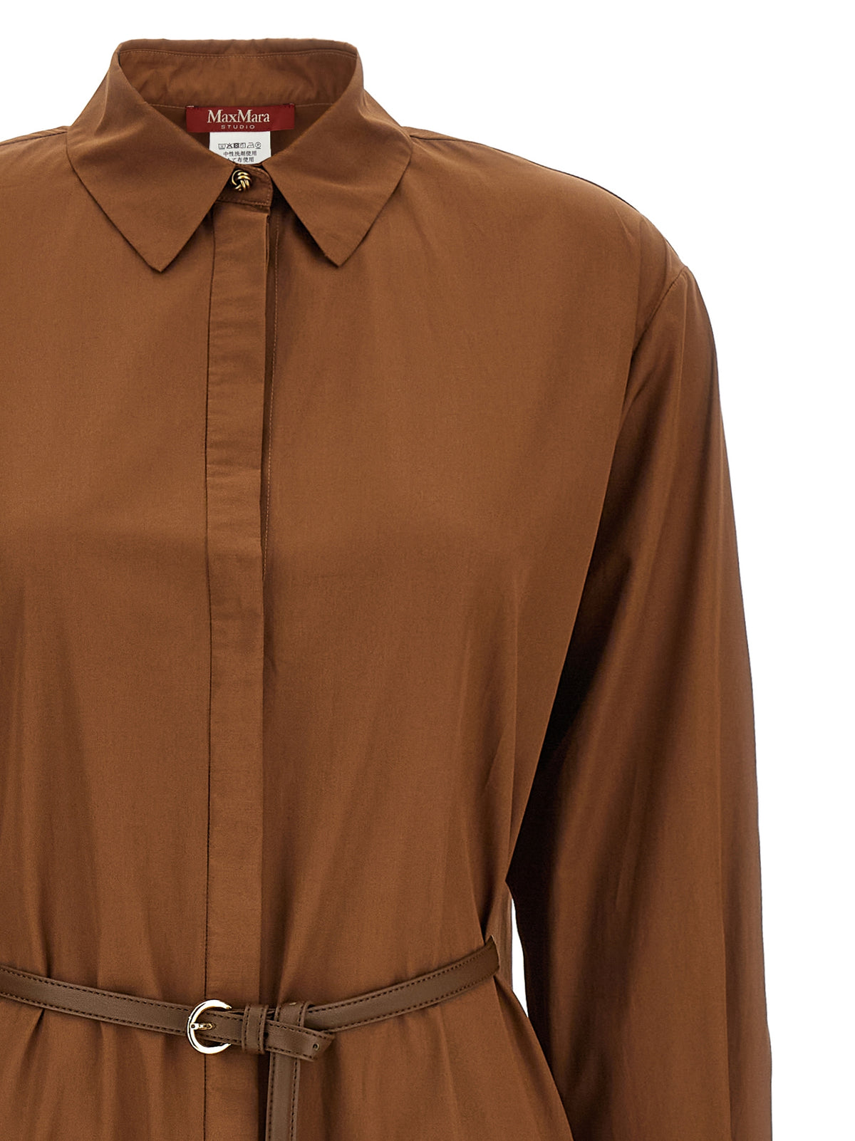 Max Mara MstLecito Brown Cotton Long Dress