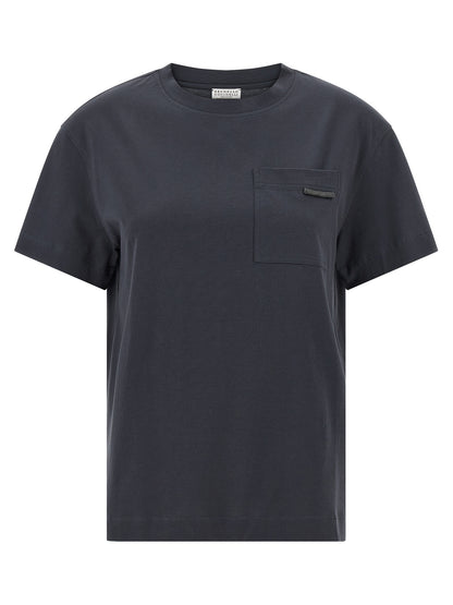Brunello Cucinelli T-shirt en coton bleu