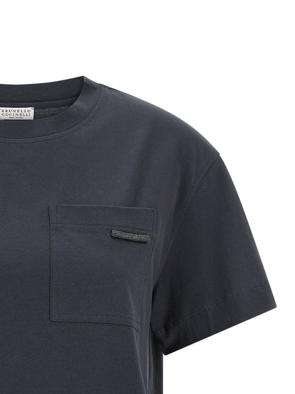 Brunello Cucinelli T-shirt en coton bleu