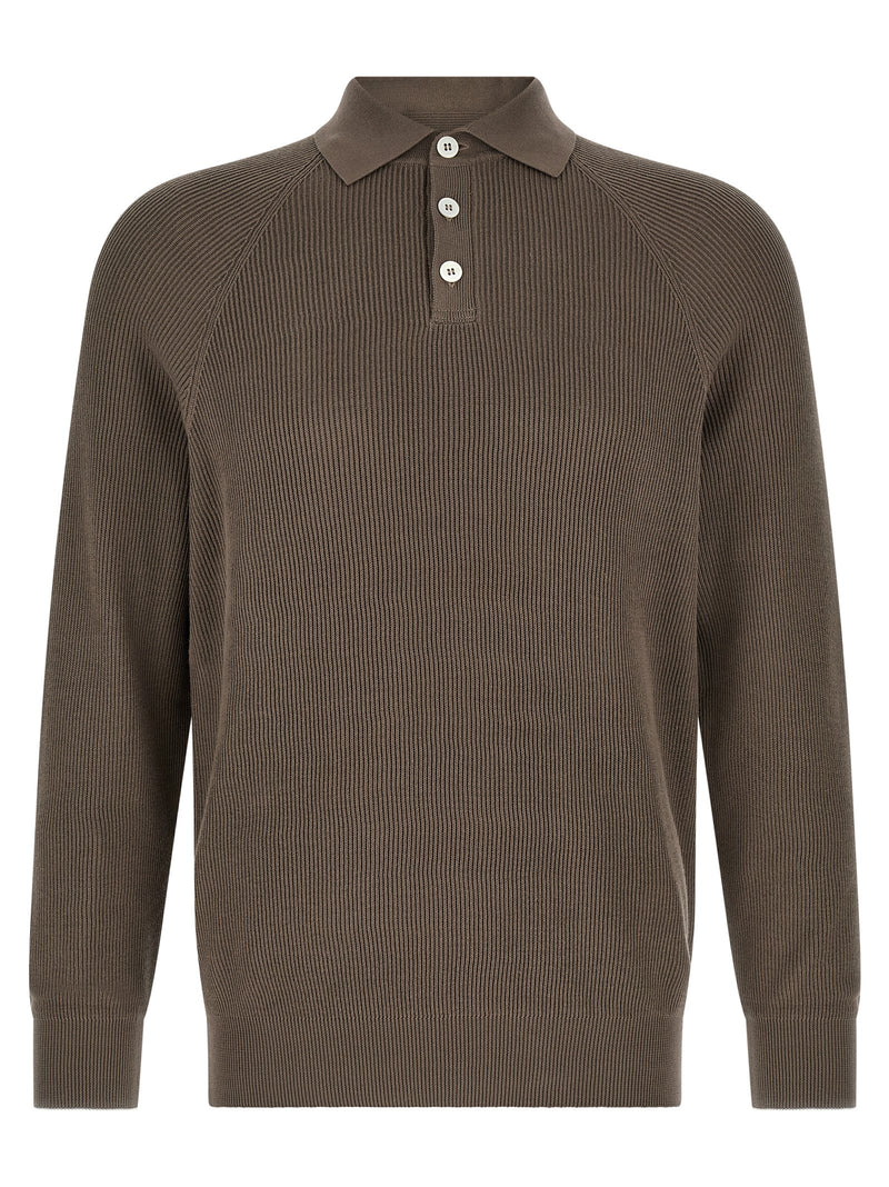 Brunello Cucinelli Brown Cotton Polo Shirt