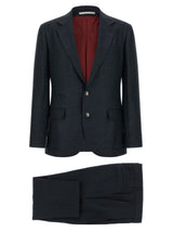 Brunello Cucinelli Blue Silk Two-Piece Suit