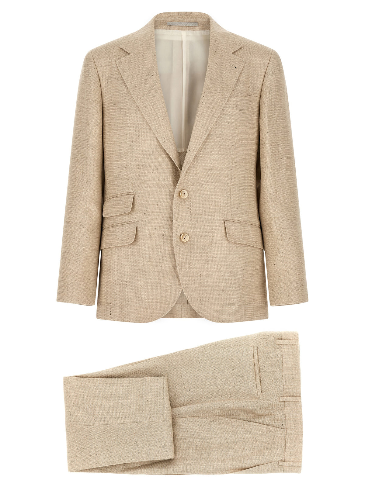 Brunello Cucinelli Beige Silk Two-Piece Suit for Men