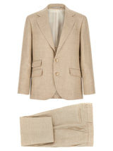 Brunello Cucinelli Beige Silk Two-Piece Suit for Men