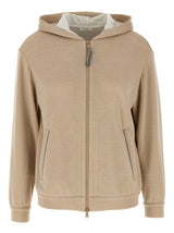 Cardigan en coton beige Brunello Cucinelli