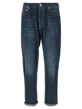 Brunello Cucinelli Blue Cotton Straight-Leg Jeans