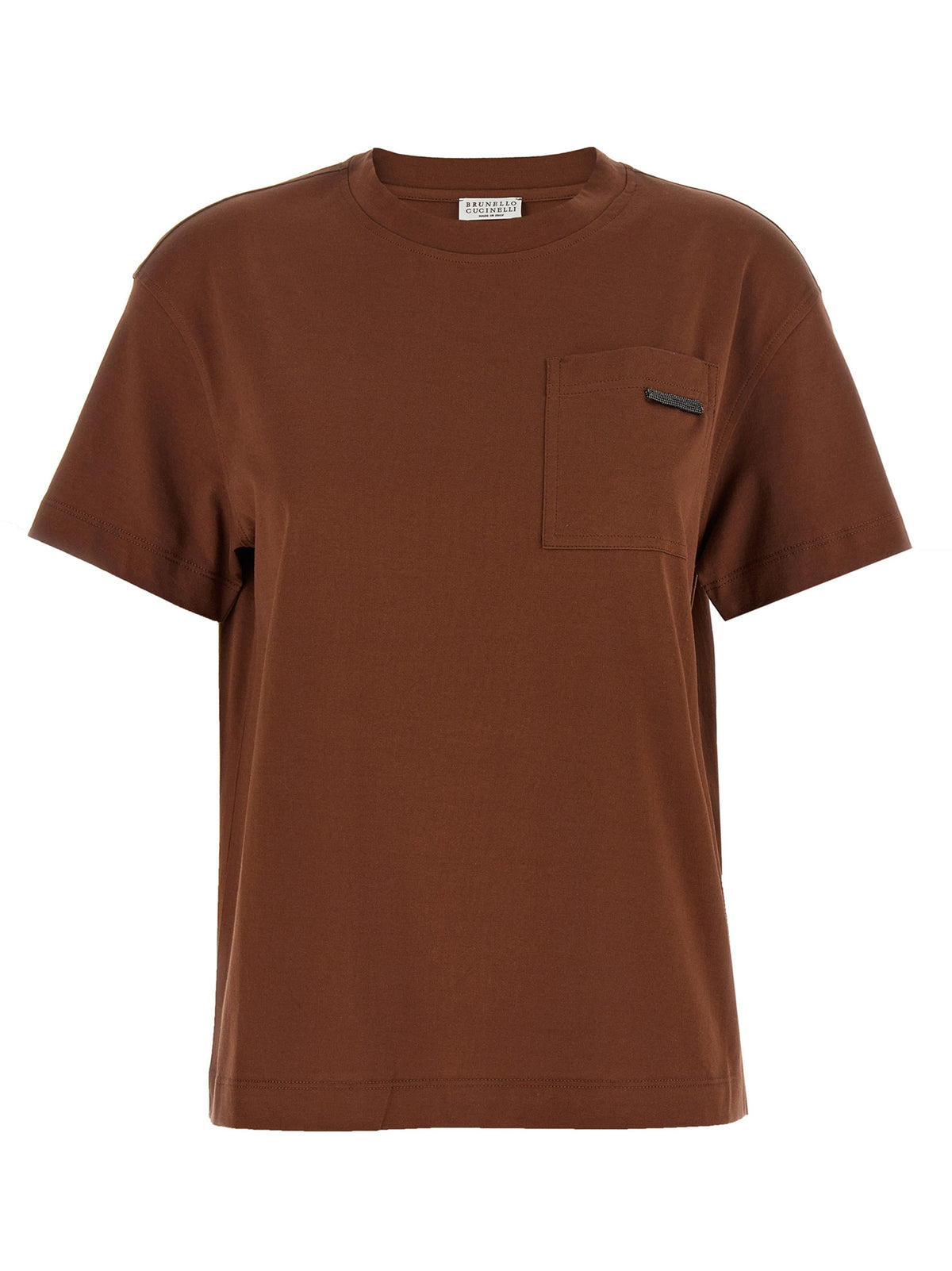 T-shirt en coton marron Brunello Cucinelli