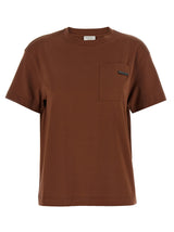 T-shirt en coton marron Brunello Cucinelli