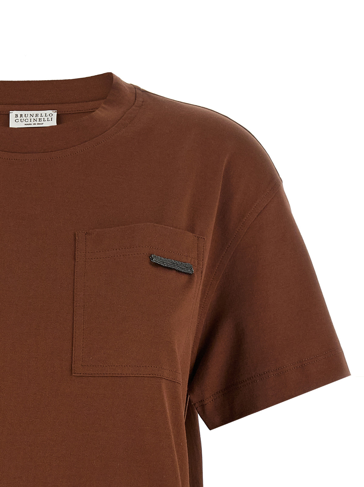 T-shirt en coton marron Brunello Cucinelli