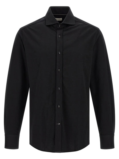 Chemisier en coton noir Brunello Cucinelli