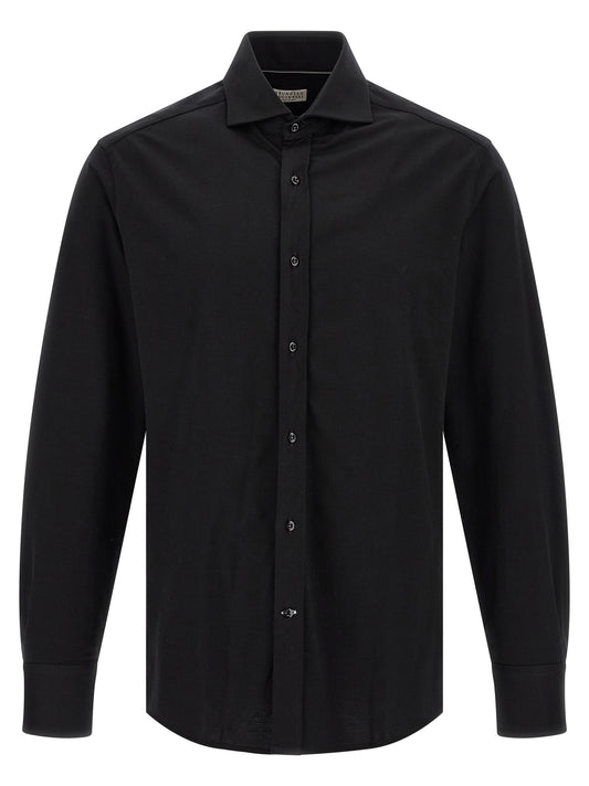Chemisier en coton noir Brunello Cucinelli