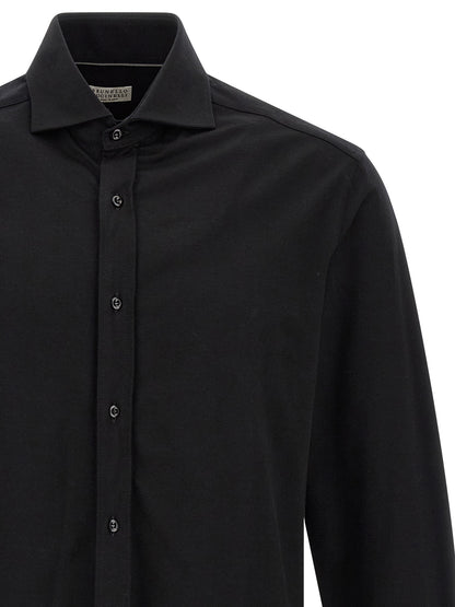 Chemisier en coton noir Brunello Cucinelli