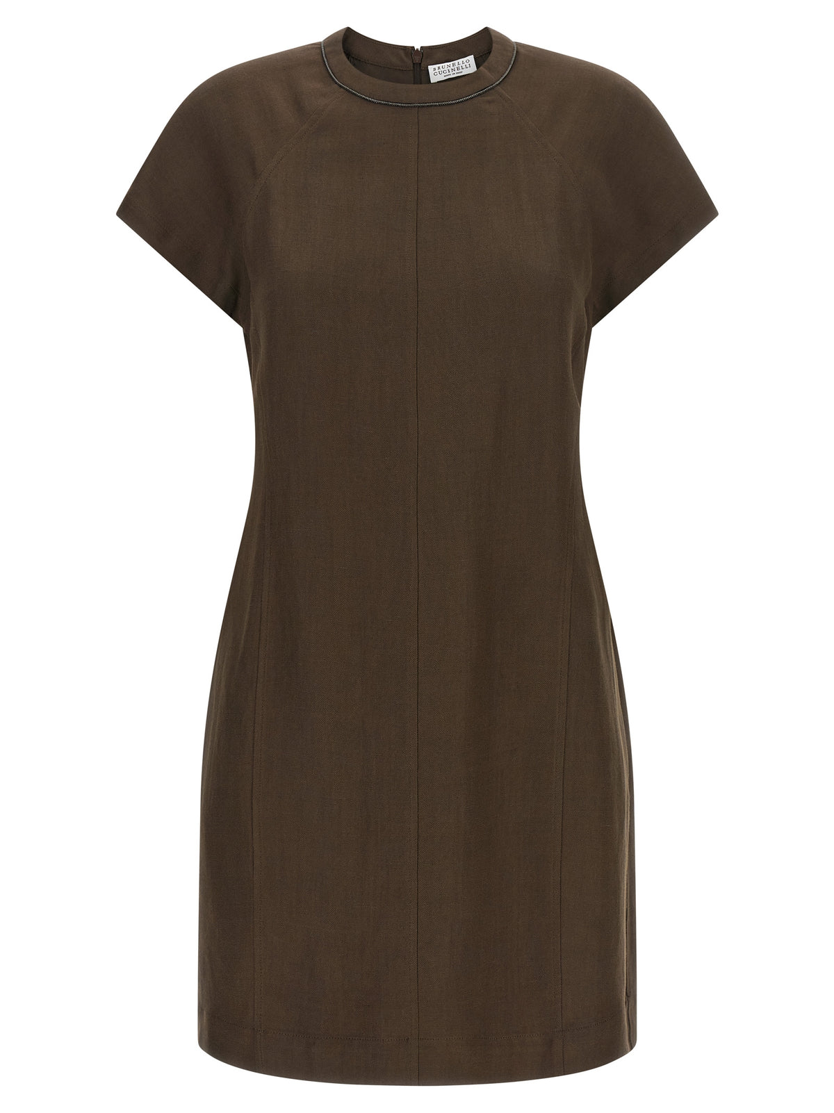 Robe courte Brunello Cucinelli en viscose marron