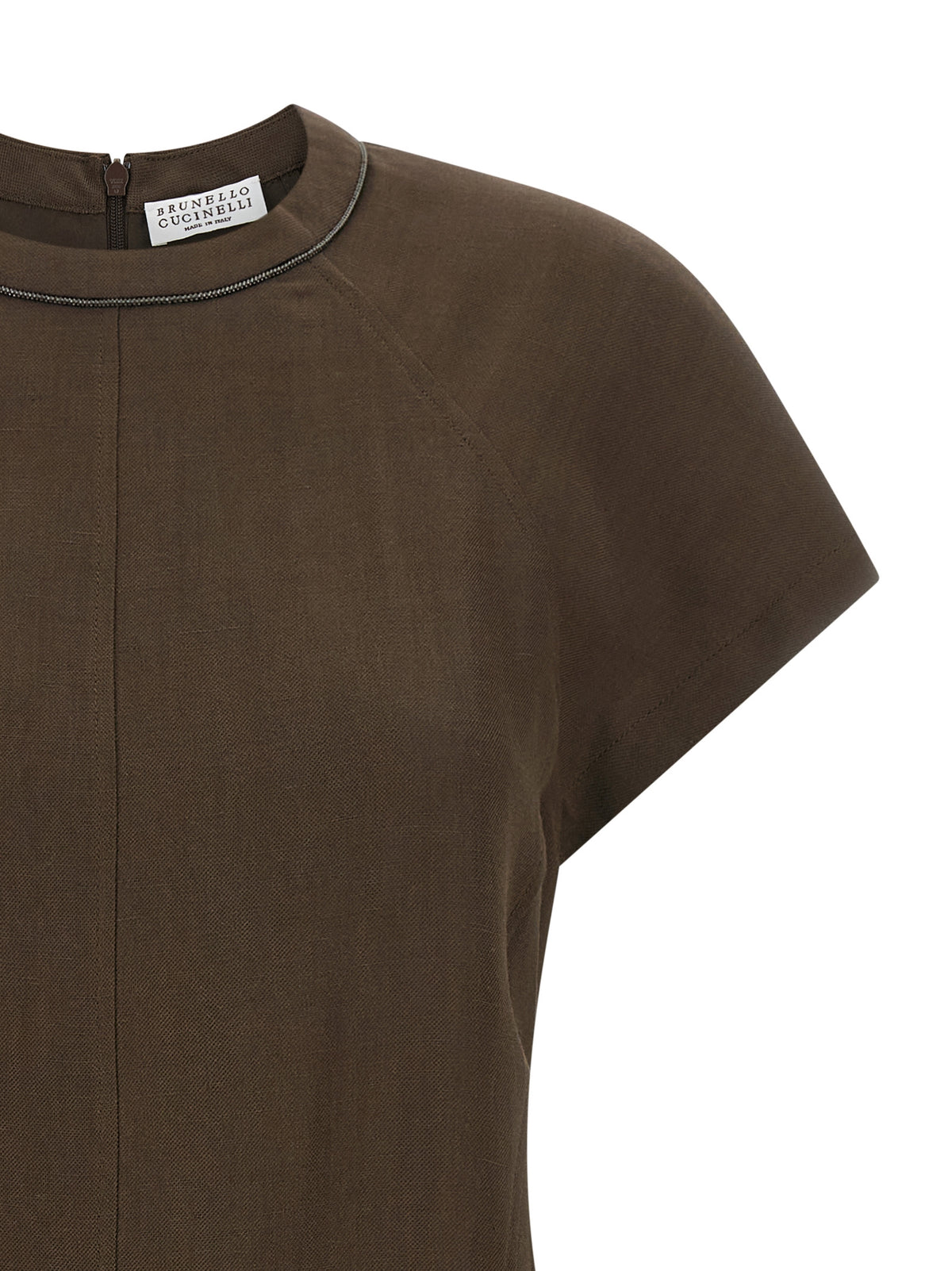 Robe courte Brunello Cucinelli en viscose marron