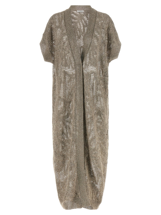 Brunello Cucinelli Cardigan en lin marron