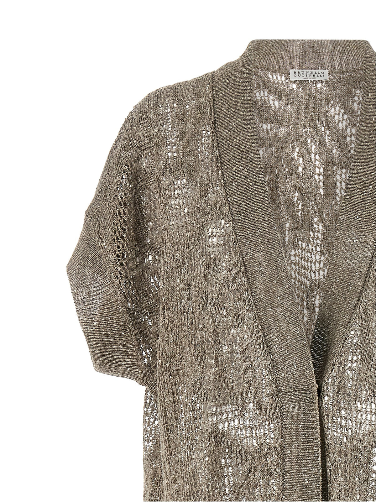 Brunello Cucinelli Cardigan en lin marron