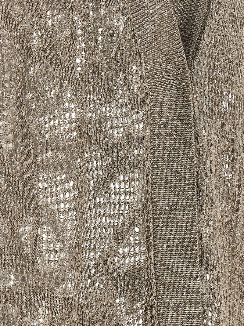 Brunello Cucinelli Brown Linen Cardigan