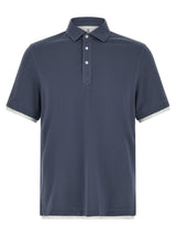 Brunello Cucinelli Blue Cotton Polo Shirt