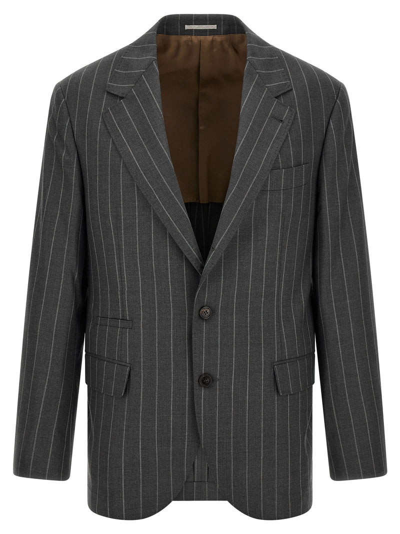 Brunello Cucinelli Gray Virgin Wool Blazer for Men