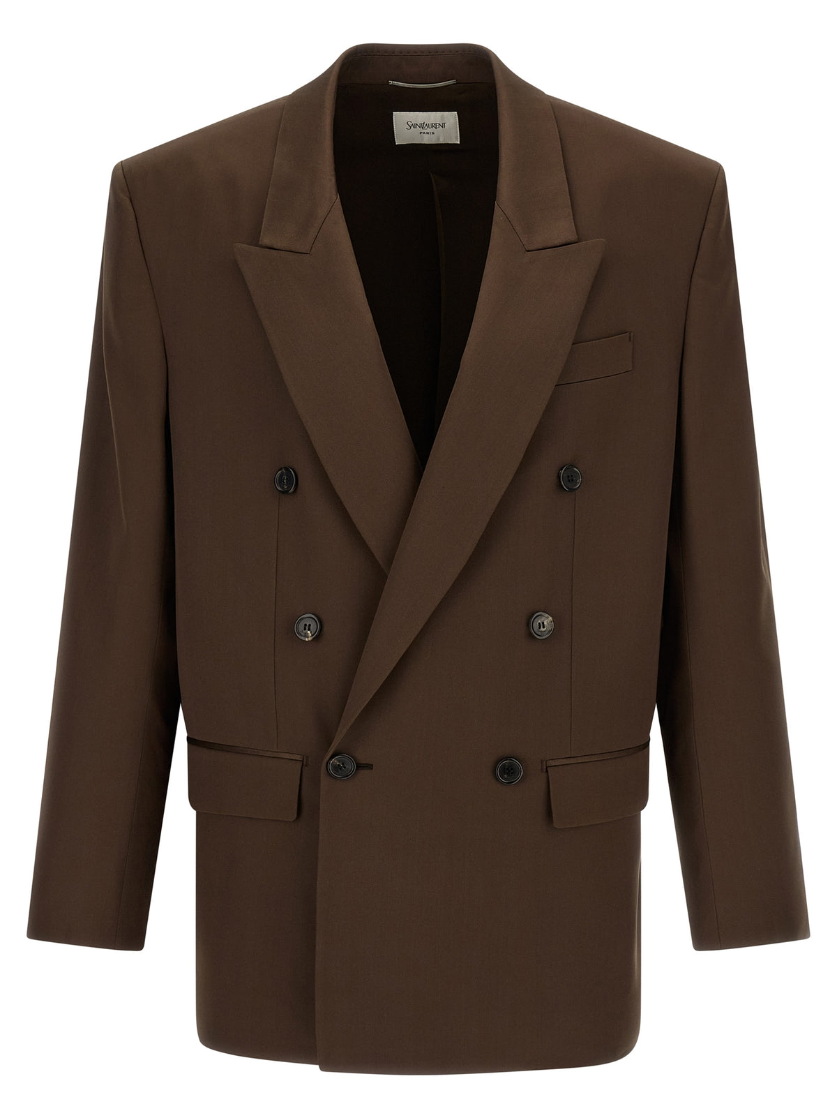 Blazer en soie marron Saint Laurent