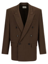 Blazer en soie marron Saint Laurent