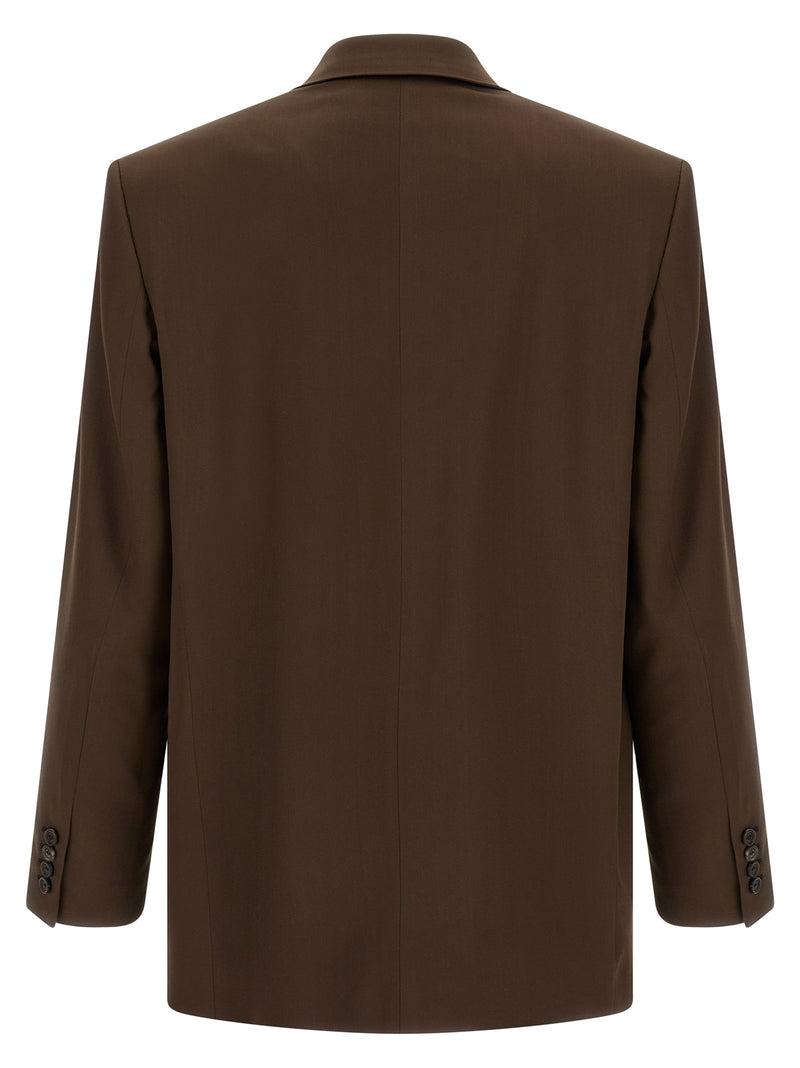 Blazer en soie marron Saint Laurent