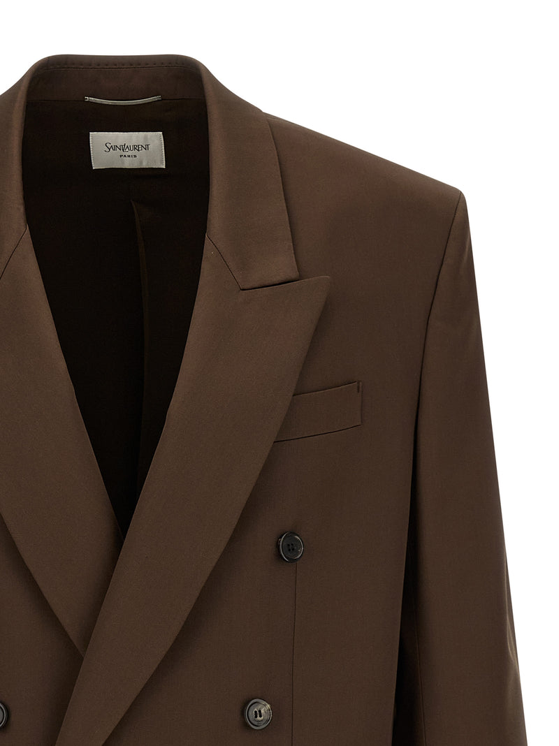 Blazer en soie marron Saint Laurent