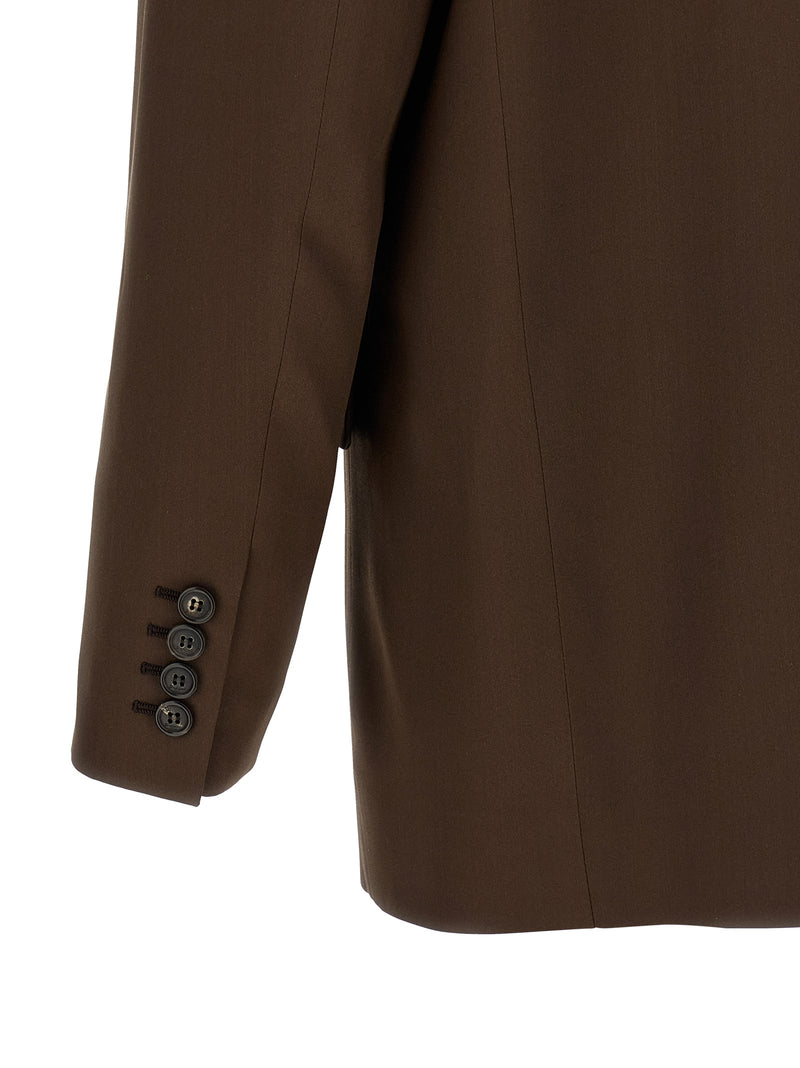Blazer en soie marron Saint Laurent