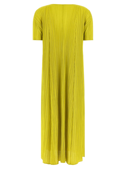 PLEATS PLEASE ISSEY MIYAKE Bicolor Polyester Midi Dress