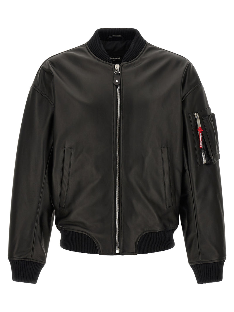 Blouson en cuir noir Dsquared²