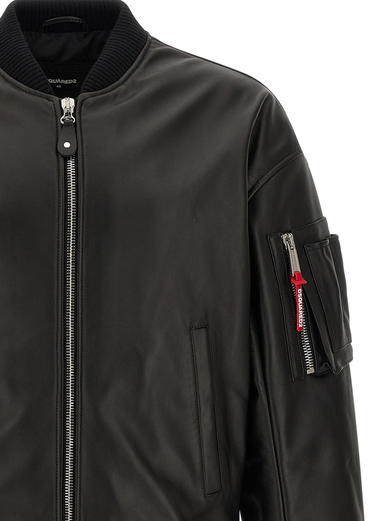 Blouson en cuir noir Dsquared²