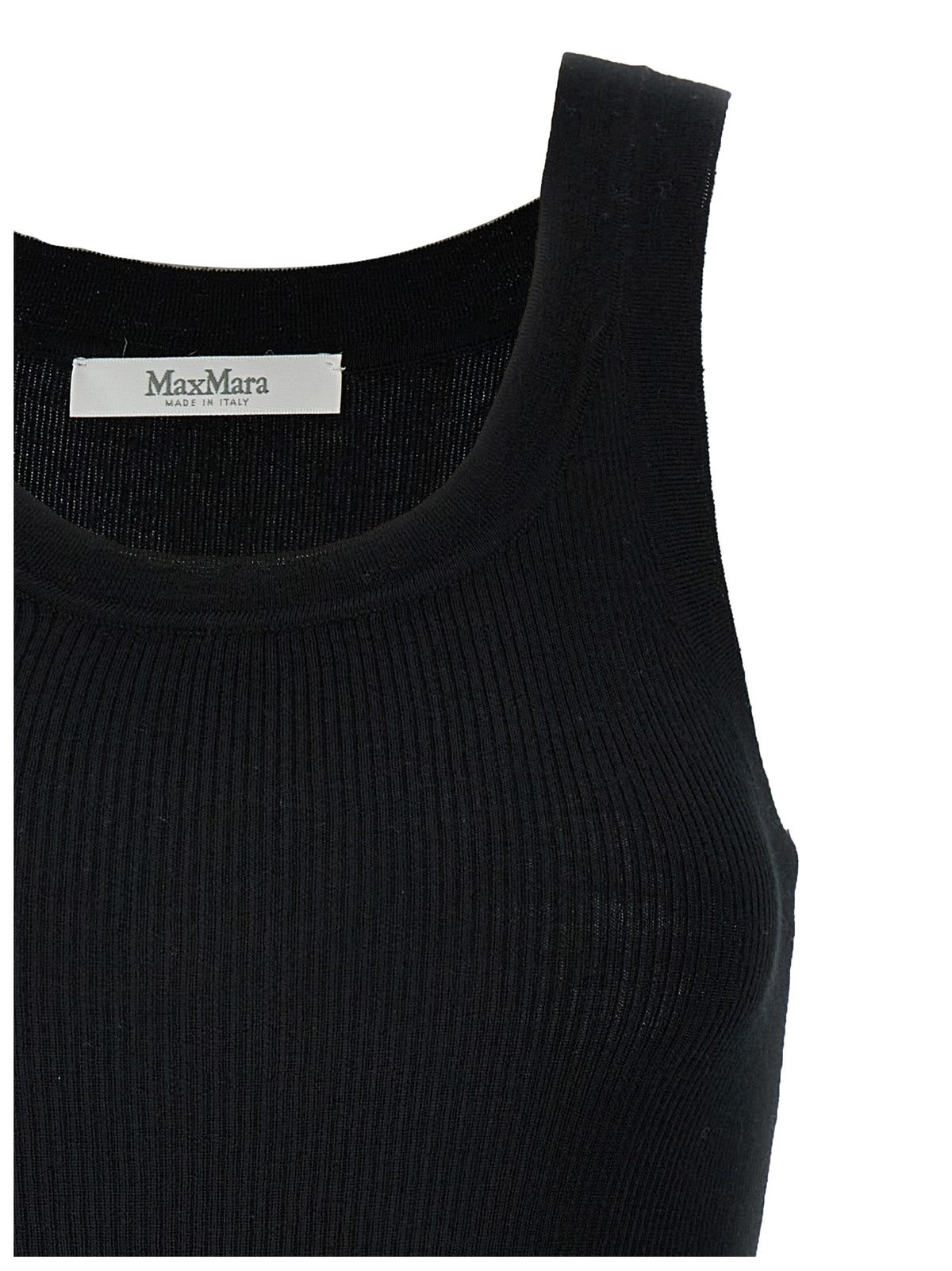 Max Mara Eliadi Black Virgin Wool Sleeveless T-Shirt