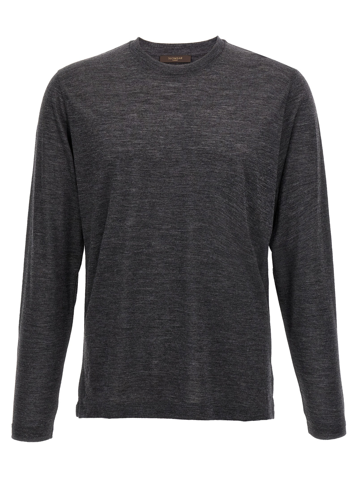 ZANONE Gray Virgin Wool Long Sleeve T-Shirt for Men