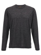 ZANONE Gray Virgin Wool Long Sleeve T-Shirt for Men