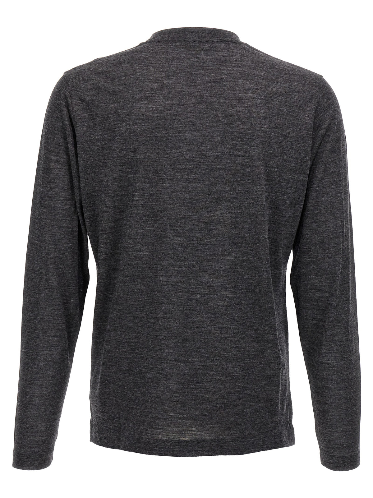 ZANONE Gray Virgin Wool Long Sleeve T-Shirt for Men