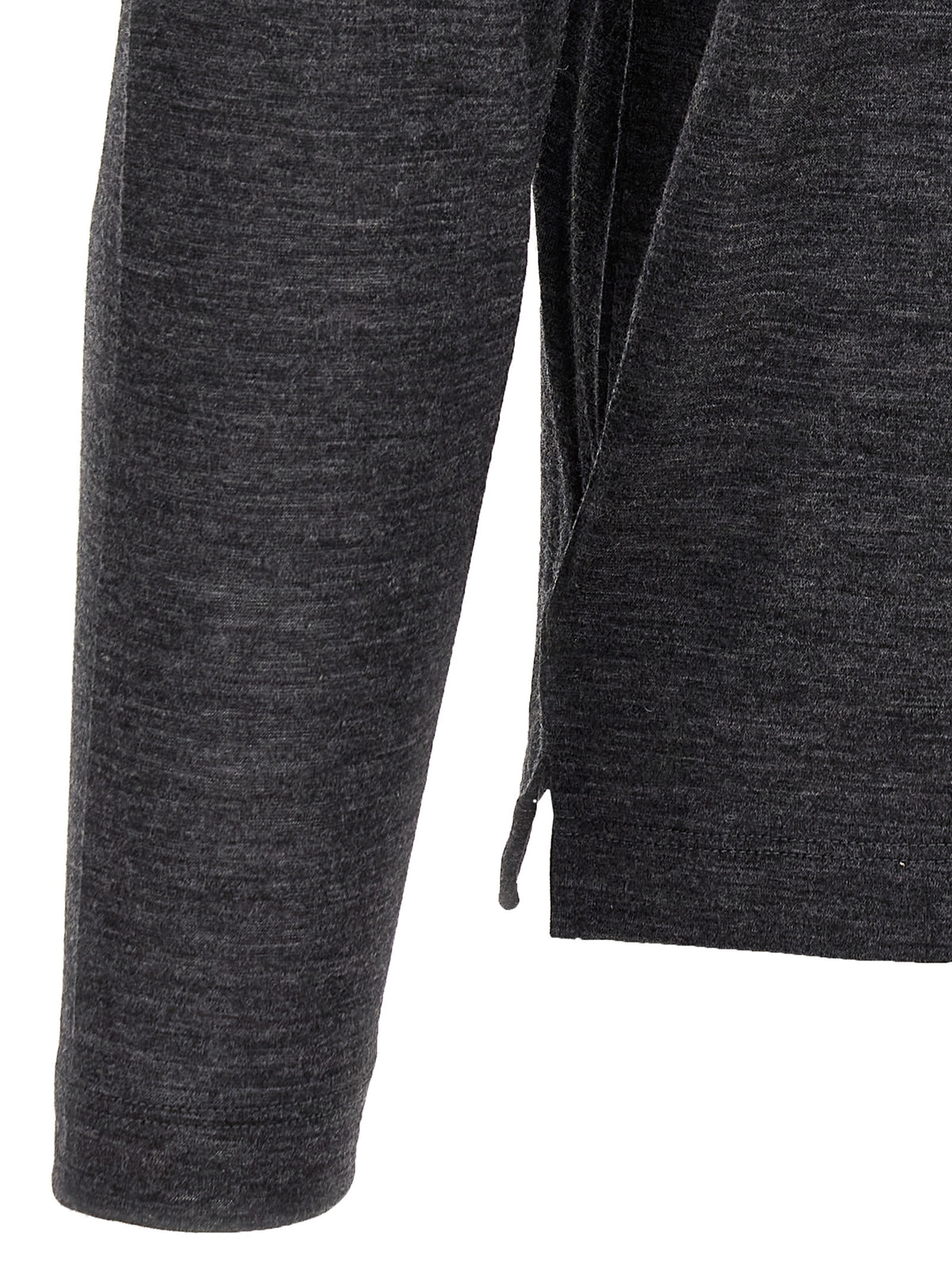 ZANONE Gray Virgin Wool Long Sleeve T-Shirt for Men