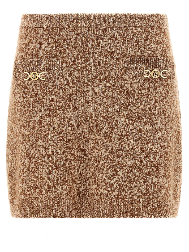 Versace Multicolor Virgin Wool Long Skirt - Mouline