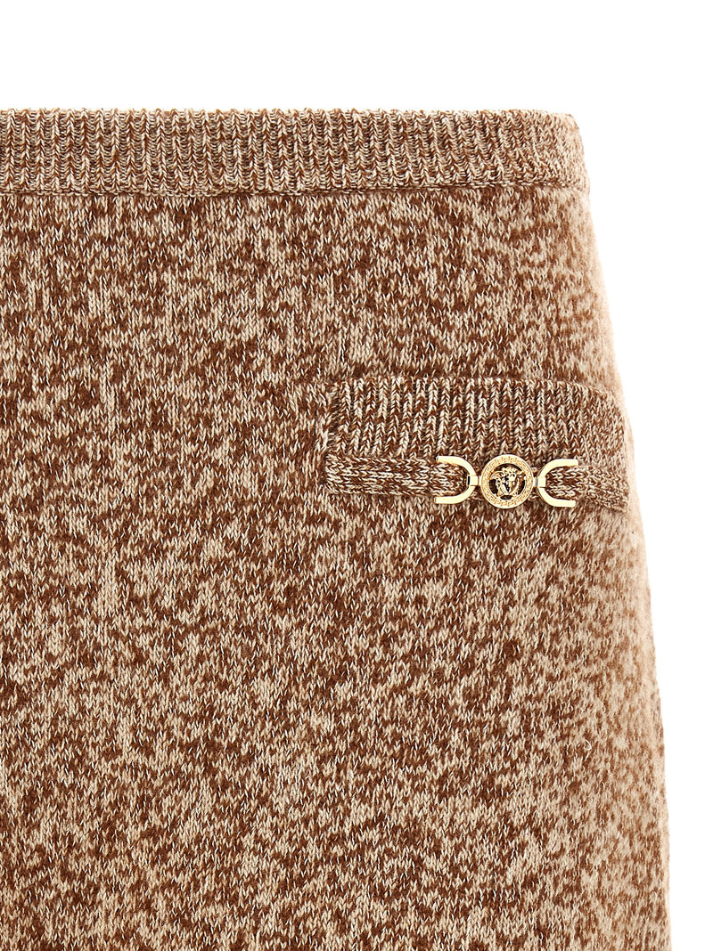 Versace Multicolor Virgin Wool Long Skirt - Mouline
