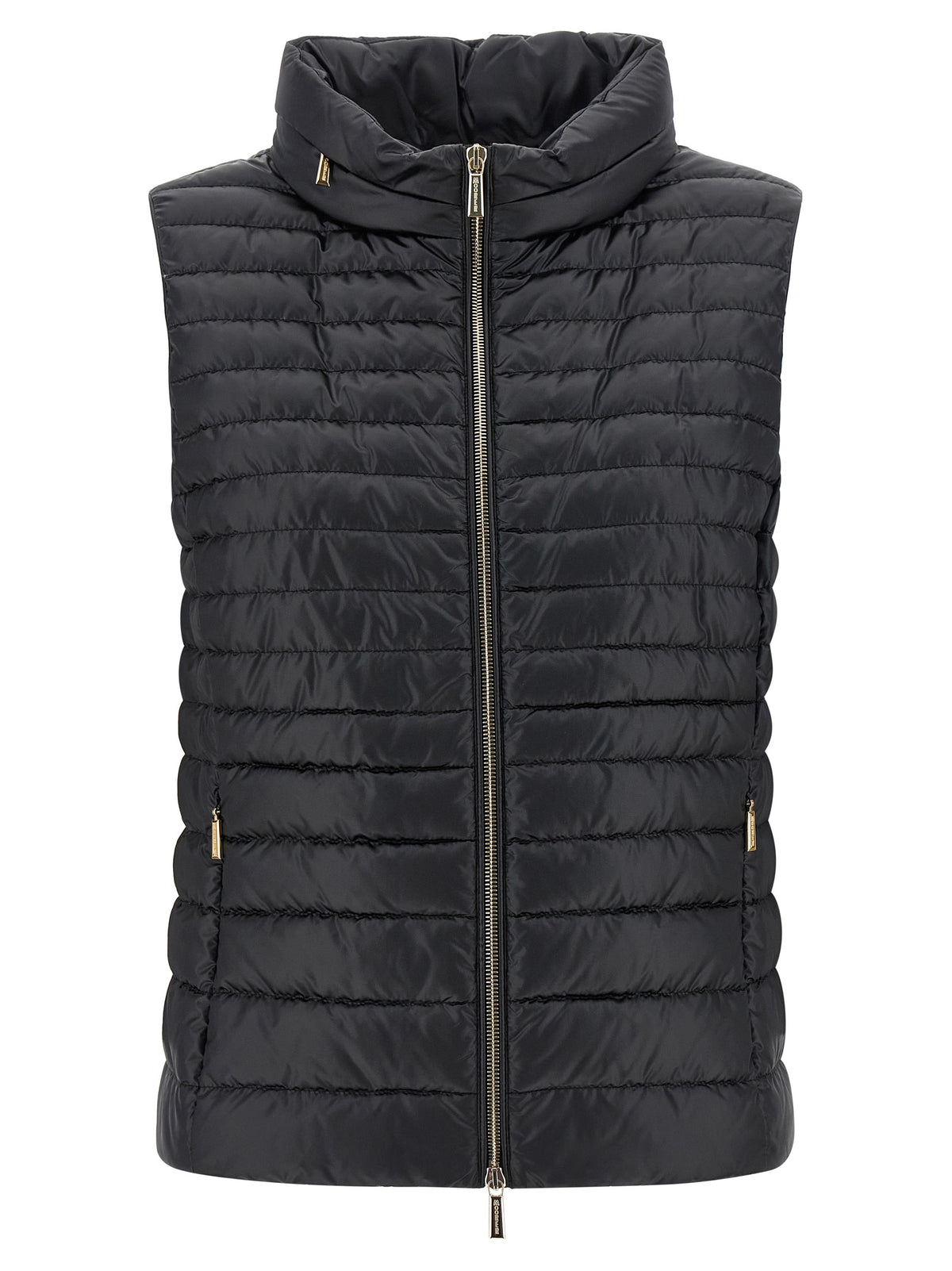 MooRER Villan Black Polyester Sleeveless Jacket for Women