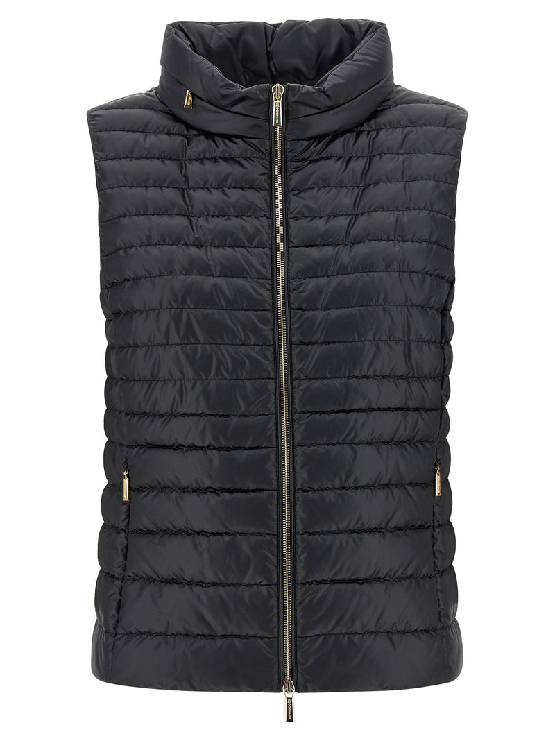 MooRER Villan Black Polyester Sleeveless Jacket for Women