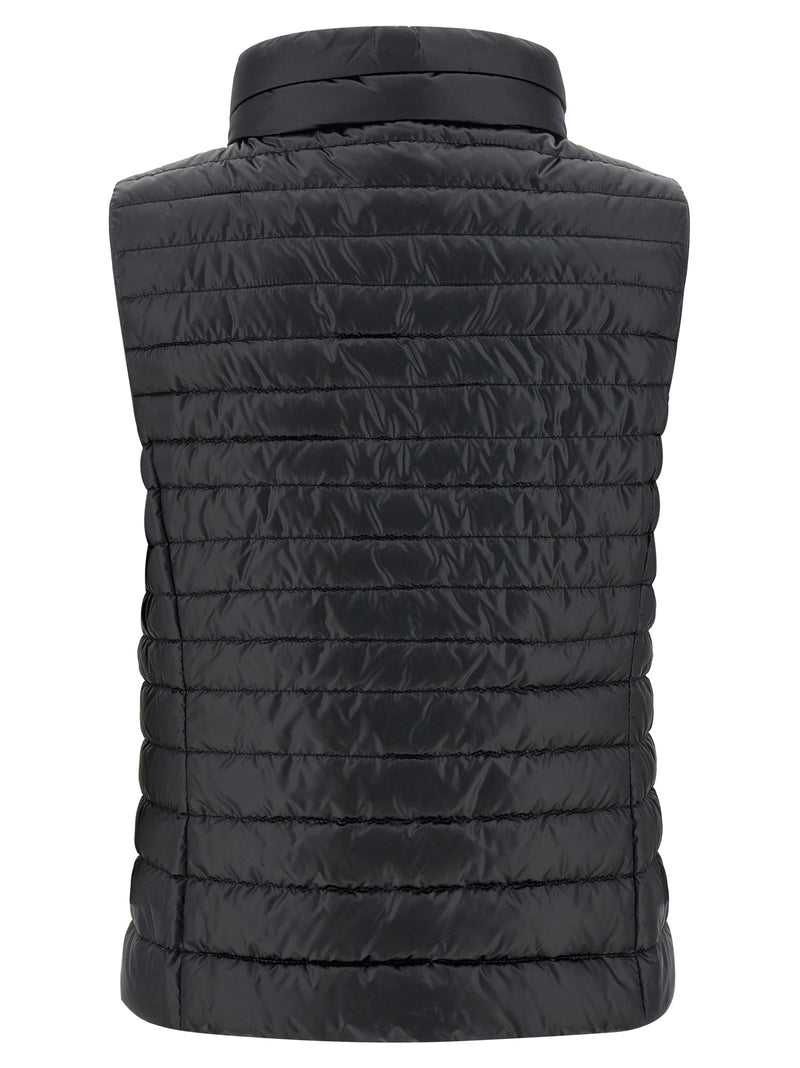 MooRER Villan Black Polyester Sleeveless Jacket for Women