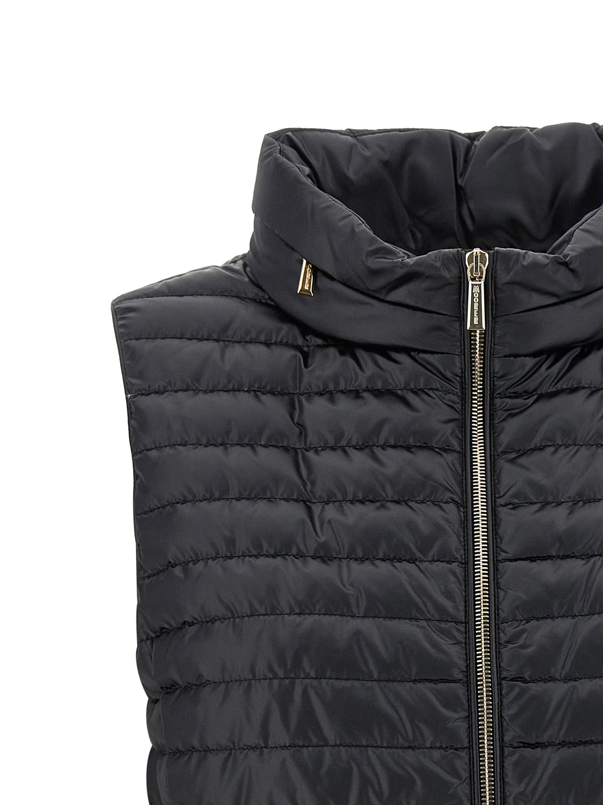 MooRER Villan Black Polyester Sleeveless Jacket for Women